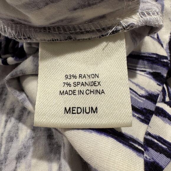 Soma Womens Dress Mini Sleeveless Scoop Neck Ikat Pockets White Blue Medium KQ - Picture 3 of 5